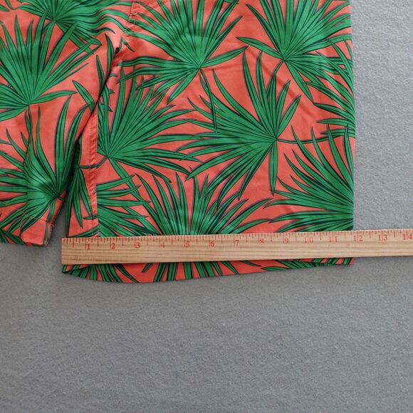 Southern Tide Swim Trunks Men M Tropical Palm Print Coral Green 6" Mesh Lined - Picture 3 of 9